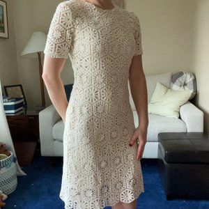 Guess cream crochet short sleeve dress